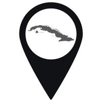 Cuba map. Map of Cuba on map pin icon black color isolated vector