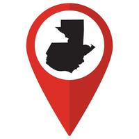 Guatemala map. Map of Guatemala on map pin icon red color isolated vector