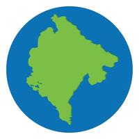Montenegro map. Map of Montenegro in globe design with blue circle vector