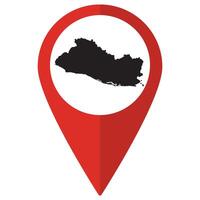 El Salvador map. Map of El Salvador on map pin icon red color isolated vector
