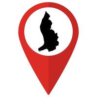 Liechtenstein map on map pin icon red color isolated vector