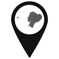 Ecuador map. Map of Ecuador on map pin icon black color isolated vector
