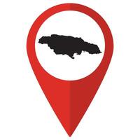 Jamaica map. Map of Jamaica on map pin icon red color isolated vector