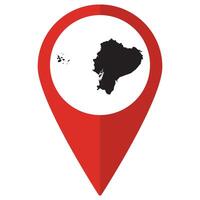 Ecuador map. Map of Ecuador on map pin icon red color isolated vector