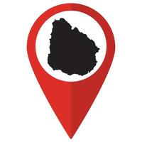 Uruguay map. Map of Uruguay on map pin icon red color isolated vector