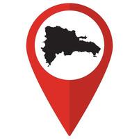 Dominican Republic map. Map of Dominican Republic on map pin icon red color isolated vector