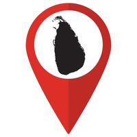 Sri Lanka map. Map of Sri Lanka on map pin icon red color isolated vector