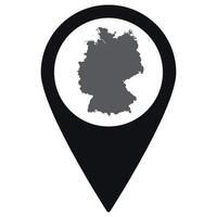 German map. Map of Germany on map pin icon black color isolated vector