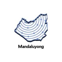 Map City of Mandaluyong. map of the Philippines Country. Borders of for your design with line and dot style technology design template vector