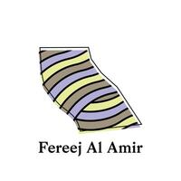 Map of Fereej Al Amir design template, national borders and important cities illustration on white background vector