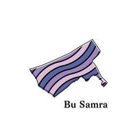 Map of Bu Samra design template, national borders and important cities illustration on white background vector