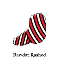 Map of Rawdat Rashed design template, national borders and important cities illustration on white background vector