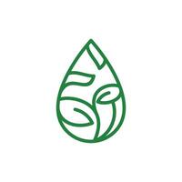 Drop Leaf line simple and creative logo design, suitable for your company vector