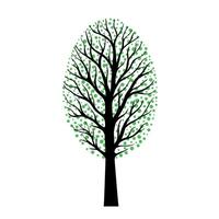 Tree with green dots stylized as leaves. vector