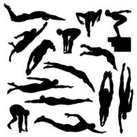 Swimming Silhouettes Collection, swimming logo set vector