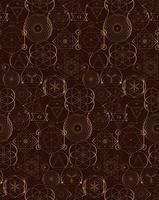 modern seamless sacred geometry gold pattern flower of life, brown abstract geometric background, luxury retro texture, hipster fashion design for textile, wrapping paper and surfaces vector