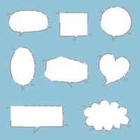 Black and white hand draw doodle speech bubble balloon with quotation marks, icon sticker memo keyword planner text box banner vector