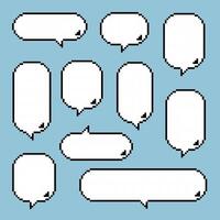 collection set of retro game 8bit pixel speech bubble balloon black and white color vector