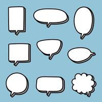 3d Black and white color speech bubble balloon, think frame border speak talk text box banner vector