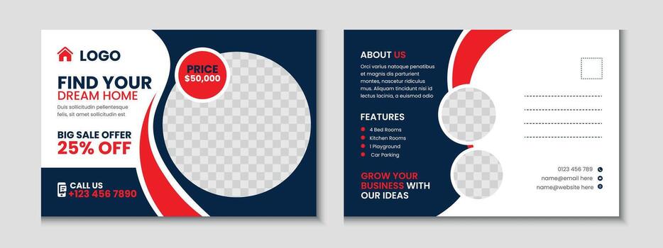 hogar rebaja real inmuebles tarjeta postal bandera modelo diseño vector
