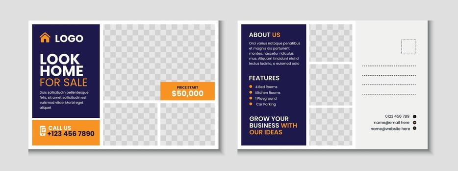 real inmuebles tarjeta postal bandera modelo diseño vector