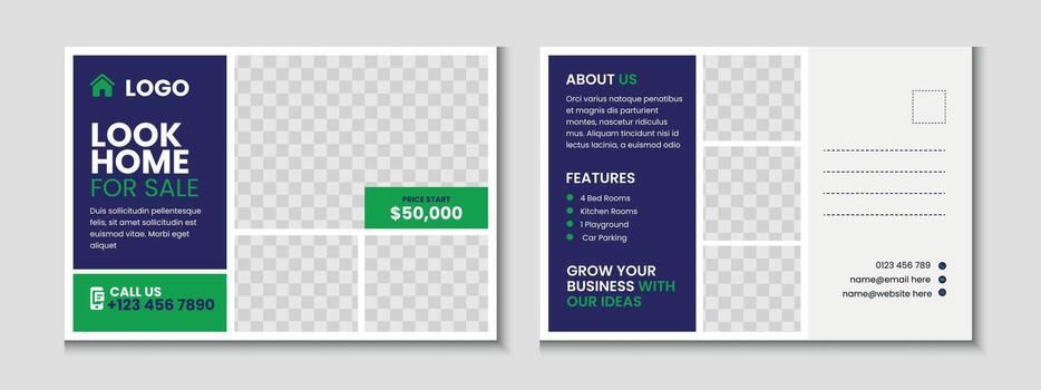 real inmuebles tarjeta postal bandera modelo diseño vector