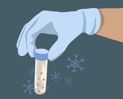 Egg freezing isolated illustration. A hand holds a test tube with eggs. Artificial insemination. vector
