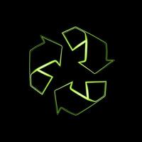 Icon of recycling with neon effect. vector