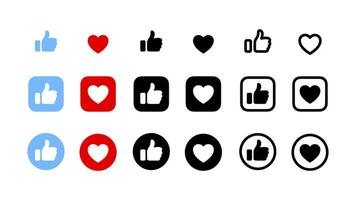 Thumbs up and heart icons set vector
