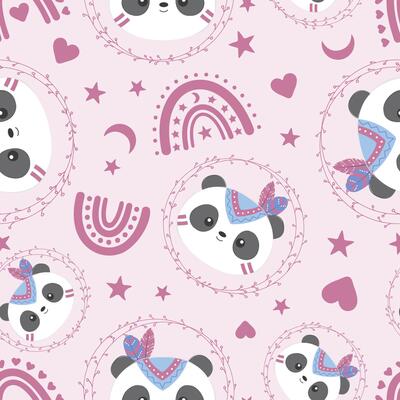 Cute boho animals seamless pattern
