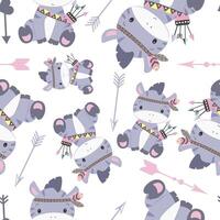 Cute boho animals seamless pattern vector