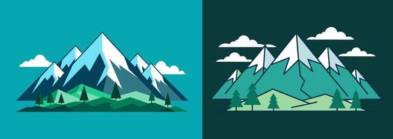 Mountain Landscapes, and Alpine Ranges in Lines vector