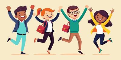 Happy Office Workers Jumping in Celebration vector