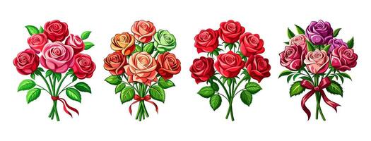 A Set of Rose Bouquets vector