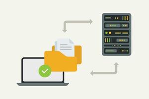 Data backup, Cloud computing and server management flat illustration design vector