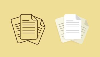 Written page document set outline icon and minimalist illustration on an isolated background vector