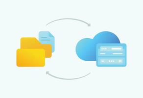 Cloud data backup and file transfer circle minimalist illustration vector