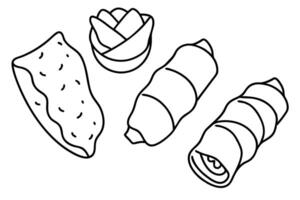 Spring rolls line art design delicious artwork vector
