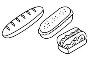 Baguette sandwiches line art design artistic drawing vector