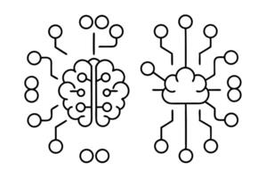 Brain circuit line art design complex hand drawing vector