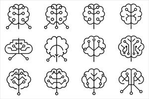 Brain circuit line art design digital artwork vector