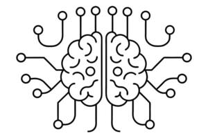 Brain circuit line art design intricate illustration vector