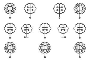 Brain circuit line art design conceptual artwork vector