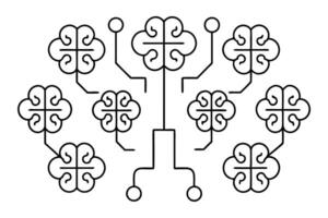 Brain circuit line art design innovative drawing vector
