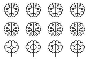 Brain circuit line art design technical drawing vector
