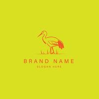 stork logo icon illustration design template line art style with background vector