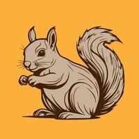 Squirrel. illustration of a squirrel on a yellow background vector
