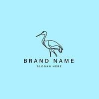stork logo icon illustration design template line art style with background vector
