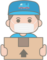 Cute delivery elements in Children Style Cartoon illustration delivery man mask png