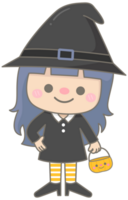 Kid hand drawn cute and colorful happy halloween element witch png